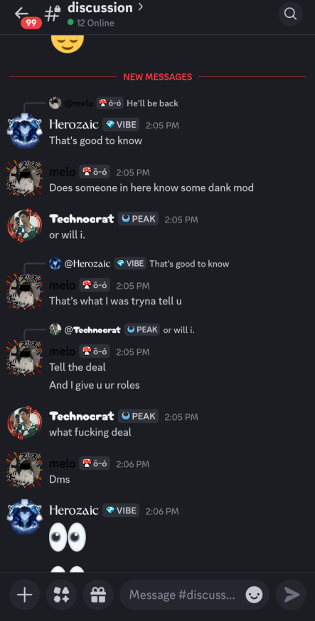 melo and Technocrat coordinating in discussion channel